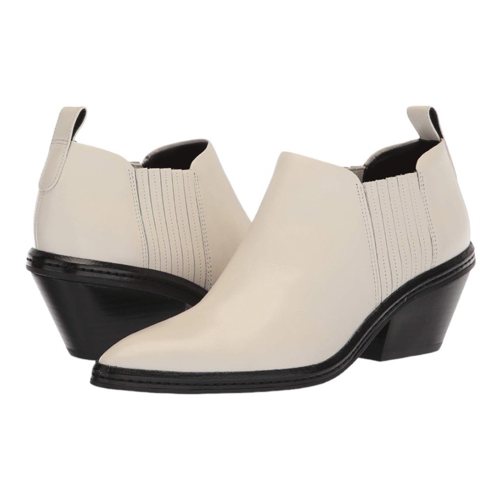 Via Spiga Bone Leather Women’s Western Ankle Booties